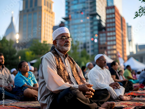 People Celebrating the End of Ramadan: Eid al Fitr Festivities in the City © Annemarie