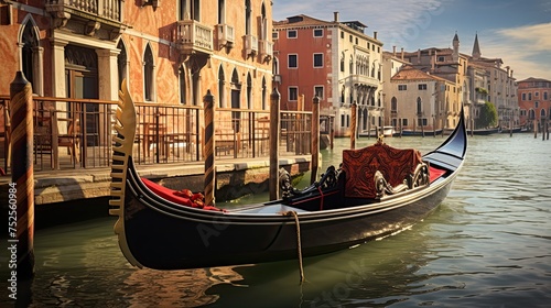 Venetian Gondola Moored on a Canal, UNESCO World Heritage Site in Veneto: © Serhii