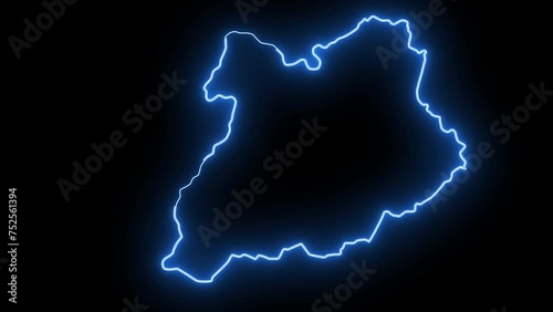 map of Khost in afghanistan with glowing neon effect photo