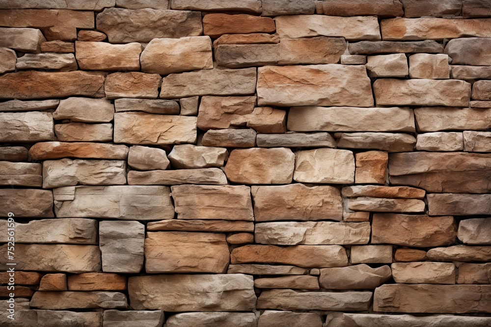 Stone Texture Background. Detailed Brown Wall Surface with Grains of Mineral Rock for Old Interior