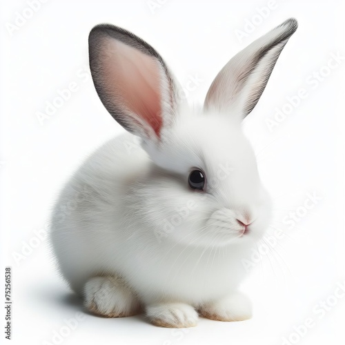 white rabbit on white background

