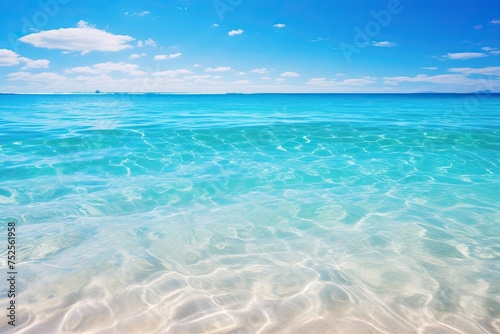 Clear Blue Water Background on a Tropical Beach. Relaxing Scene with a Calm Surface for Background