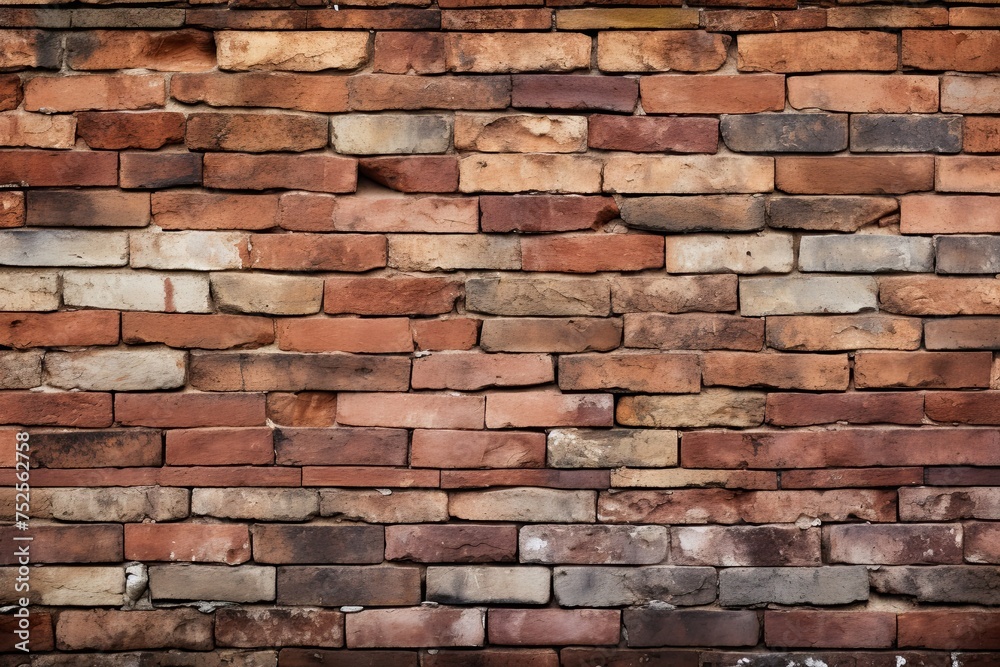 Obraz premium Red Aged Brick Wall - Old Stone Architecture Building Background for Construction and Decoration: