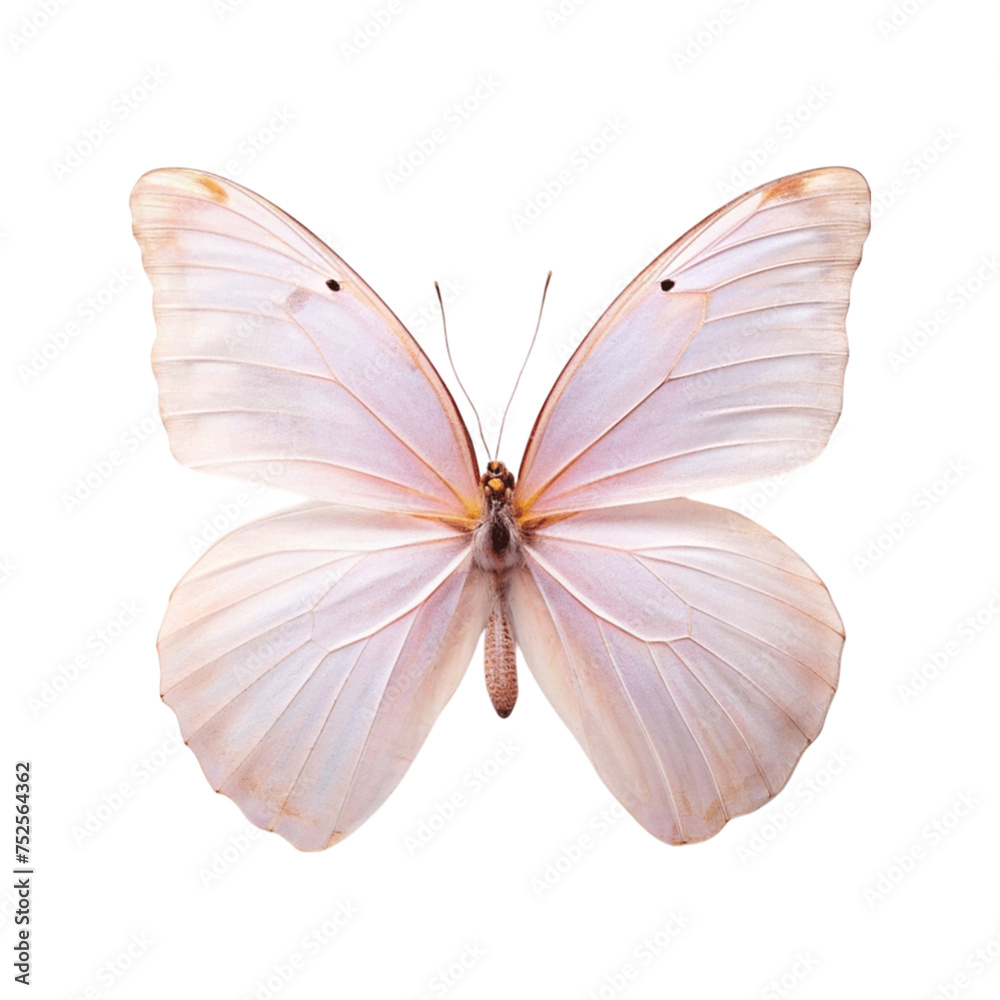 Fototapeta premium Watercolor of a pink butterfly, isolated on Transparent background.