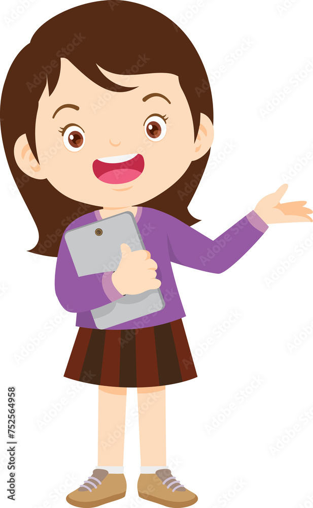 cute kids standing use smartphone and tablet gadget cute kids standing use smartphone and tablet gadget