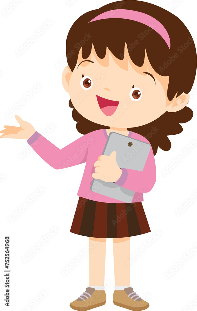 cute kids standing use smartphone and tablet gadget cute kids standing use smartphone and tablet gadget