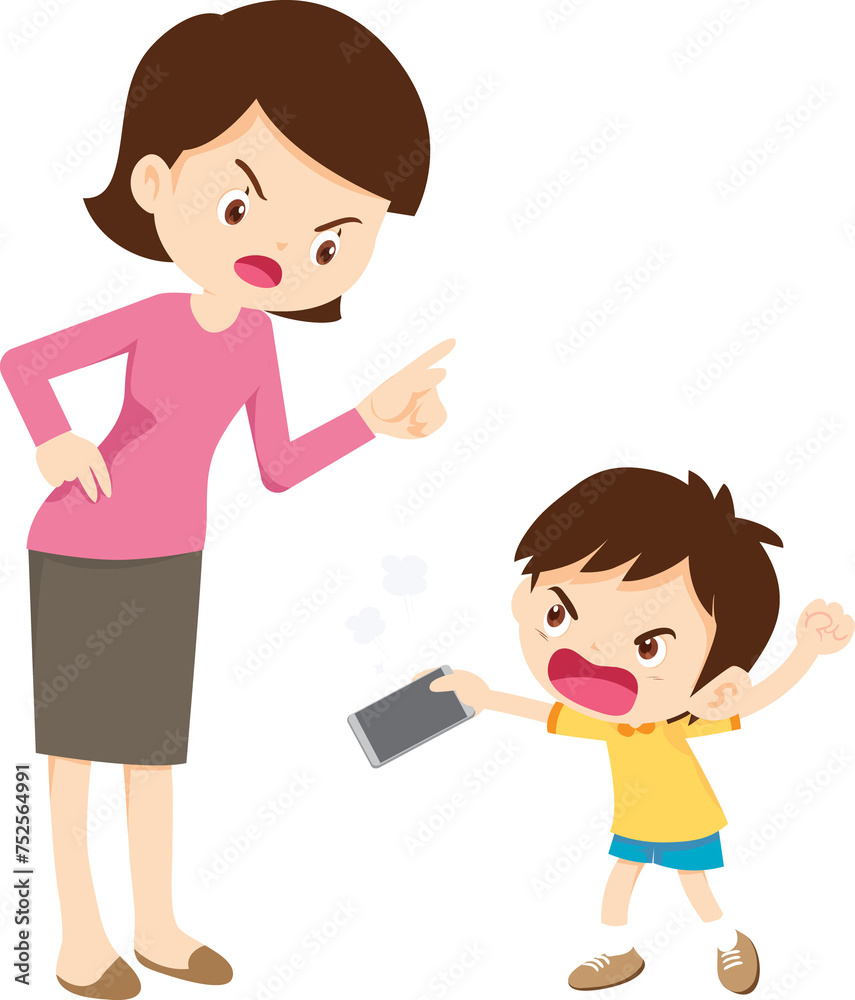 parent angry scold kid mobile phone addicted parent angry scold kid mobile phone addicted