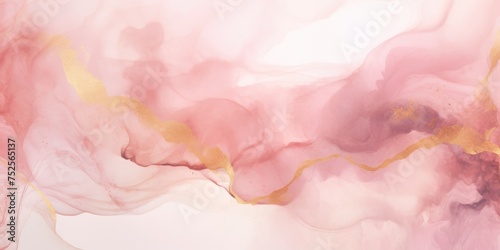 Abstract painting in pink and gold colors, suitable for interior design projects