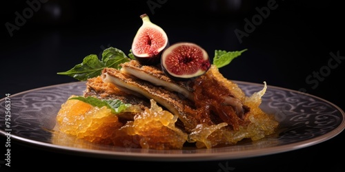 A plate of food featuring fresh figs and orange slices. Great for food blogs or recipes