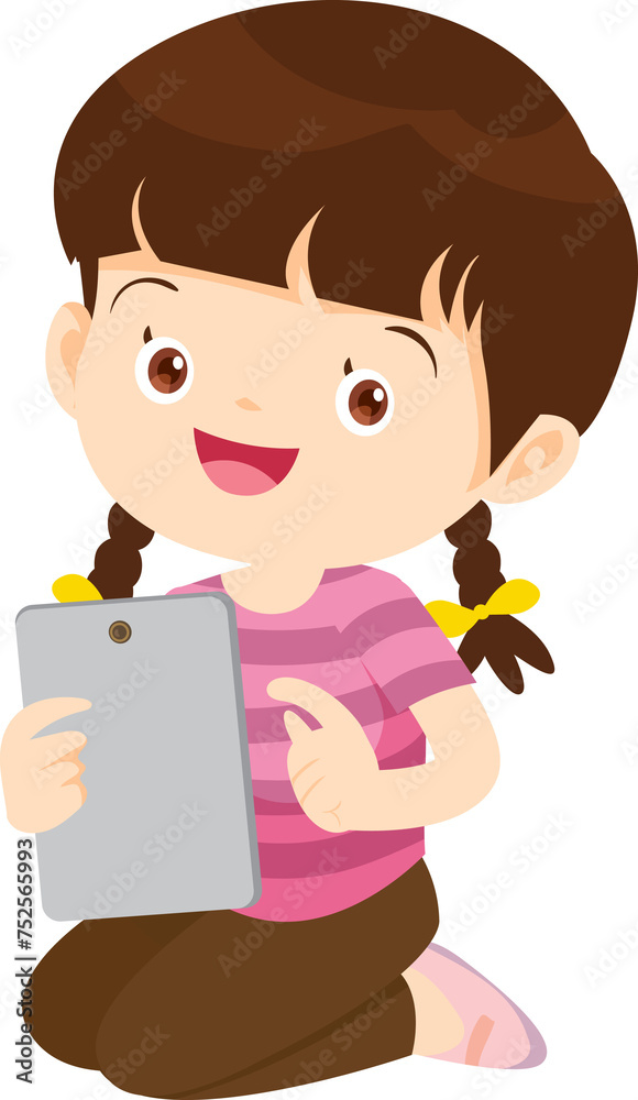 child use gadget Mobile and laptop