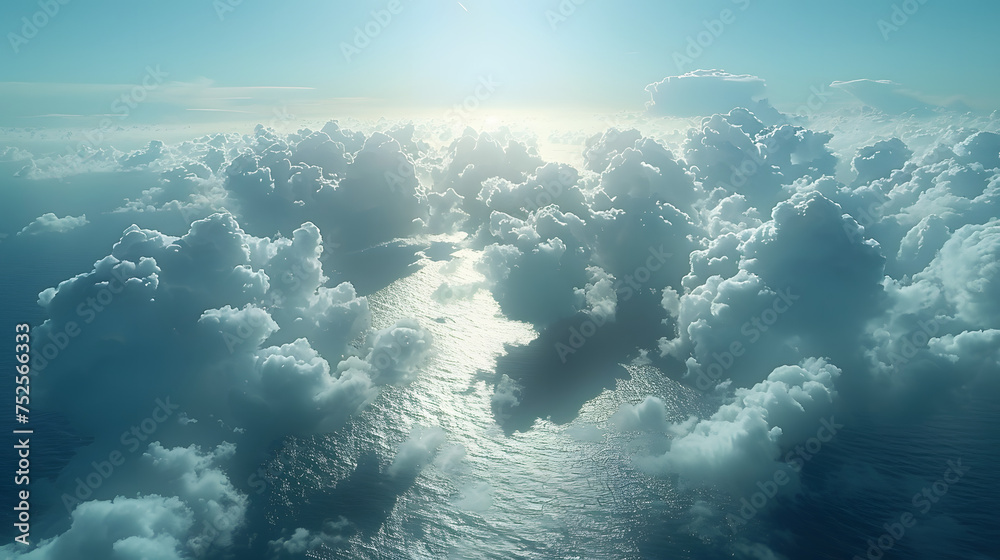 Fototapeta premium clouds above an ocean, mid day, from above