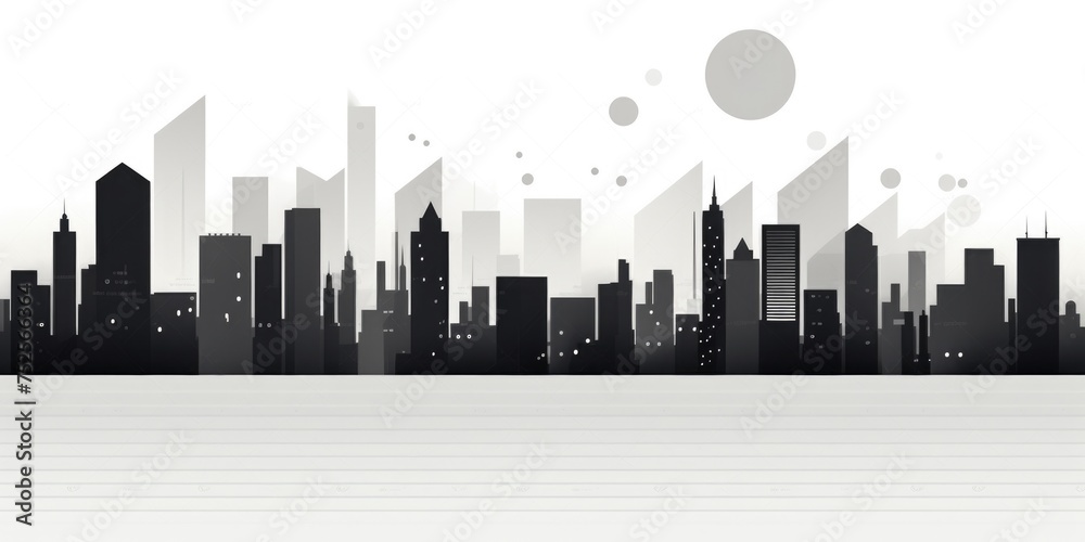 A stunning black and white city skyline view. Perfect for urban design projects