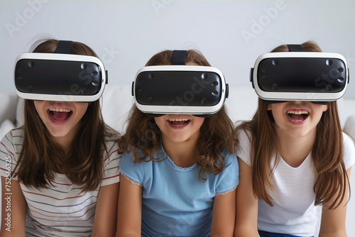 Excited Kids Experiencing Virtual Reality Headsets