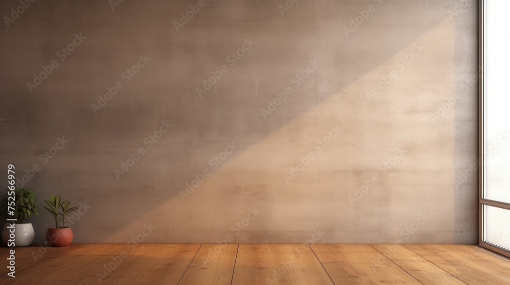 Interior with wooden floor and spacious window. Ideal for home decor websites Interior with wooden floor and spacious window. Ideal for home decor websites