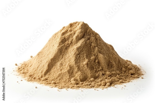 A pile of sand on a white surface  suitable for various backgrounds