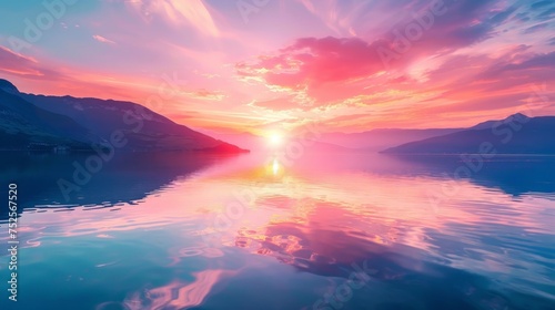 a sunset over a body of water © Aliaksandr Siamko