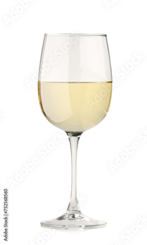 Tasty wine in glass isolated on white