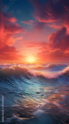 Mesmerising CG representation of majestic ocean view at sunset: A captivating display of infinite beauty © Isaac