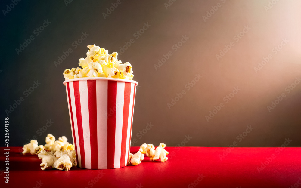 Popcorn in einem rot weissen Eimer 