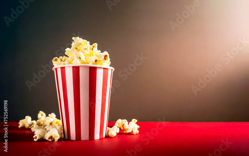 Popcorn in einem rot weissen Eimer 