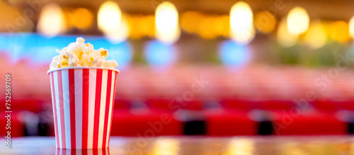 Popcorn, im Hintergrunde in Kino 