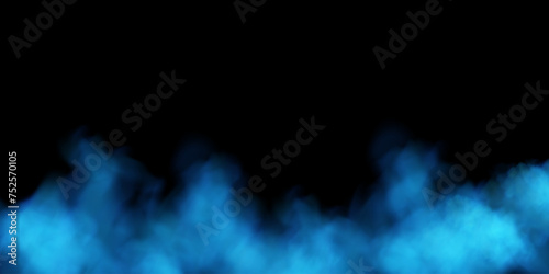 Fog or smoke, blue smog cloud on isolated transparent special effect. Vector illustration, morning fog over land or water surface, magic haze.	