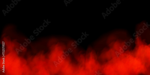 Fog or smoke, red smog cloud on isolated transparent special effect. Vector illustration, morning fog over land or water surface, magic haze.	