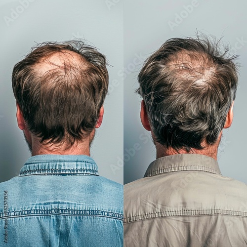 Before and After Comparison of Hair Treatment Effectiveness. Generative ai photo