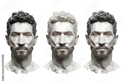 Three different portraits of a man with a beard. Suitable for a variety of projects