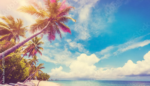 Palmen und Meer im Vintage ...