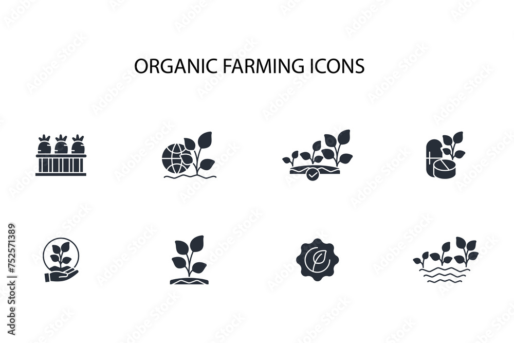 Organic farming icon set.vector.Editable stroke.linear style sign for use web design,logo.Symbol illustration.