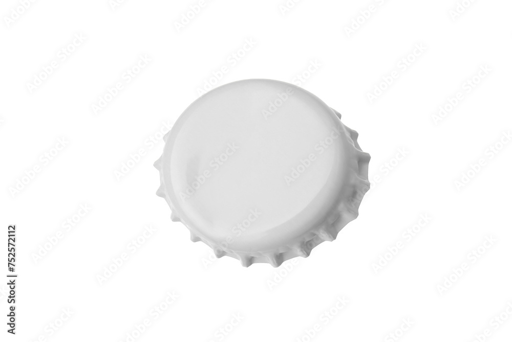 One blank beer bottle cap isolated on white One blank beer bottle cap isolated on white