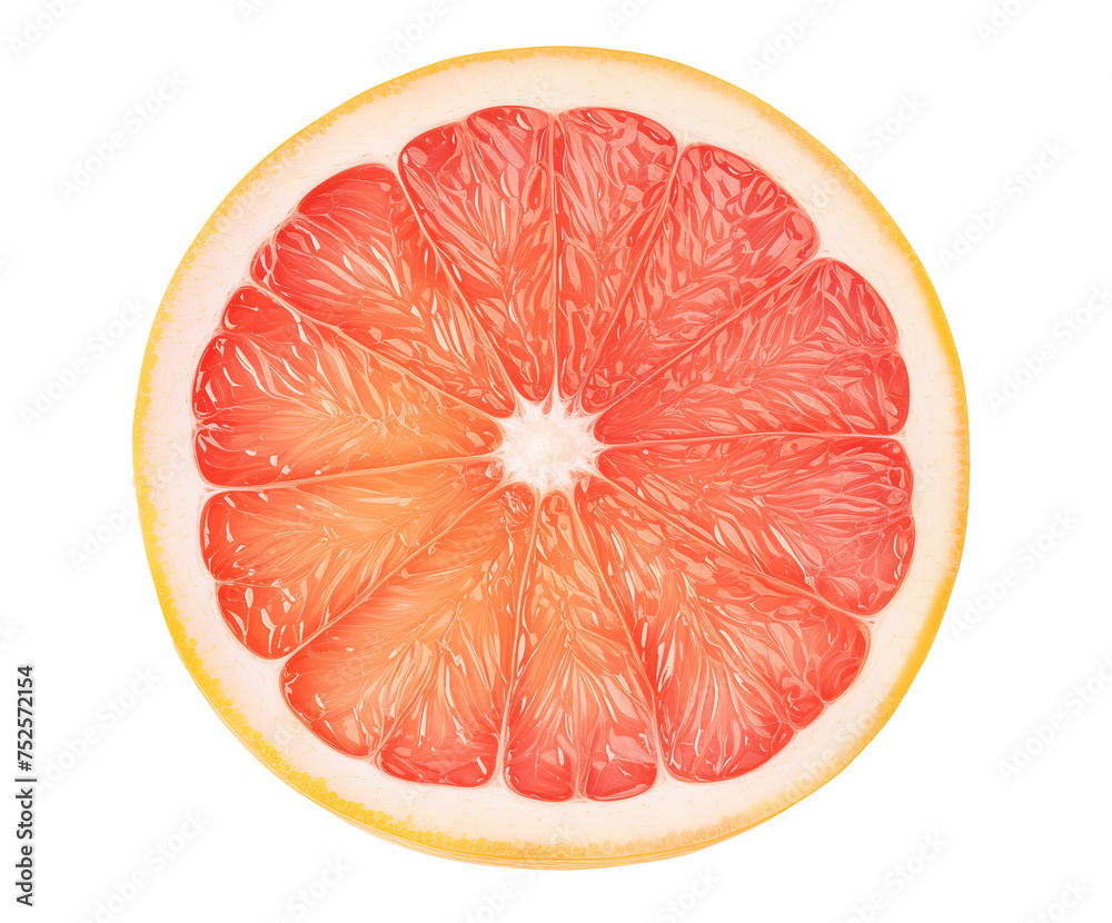One slice of pink grapefruit cut out One slice of pink grapefruit cut out