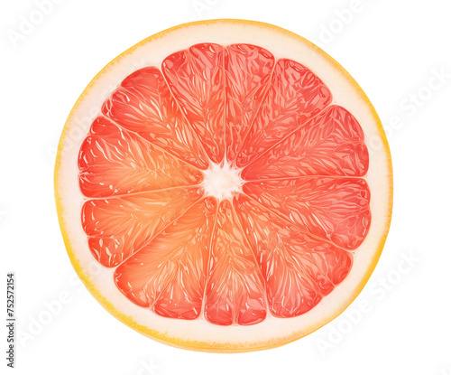 One slice of pink grapefruit cut out