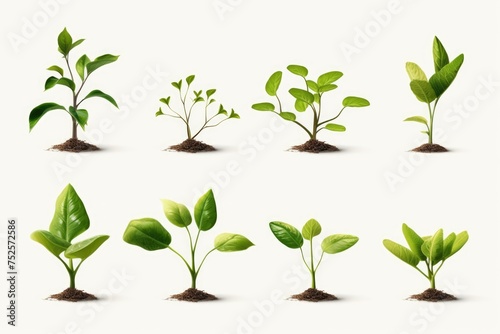 Different stages of plant growth, suitable for educational materials