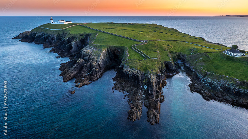 Sunset scene at Galley Head Lighthouse in County Cork Ireland