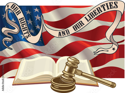 The Gavel and waving American flag
