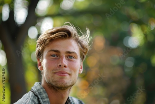 Outdoor portrait of handsome young man