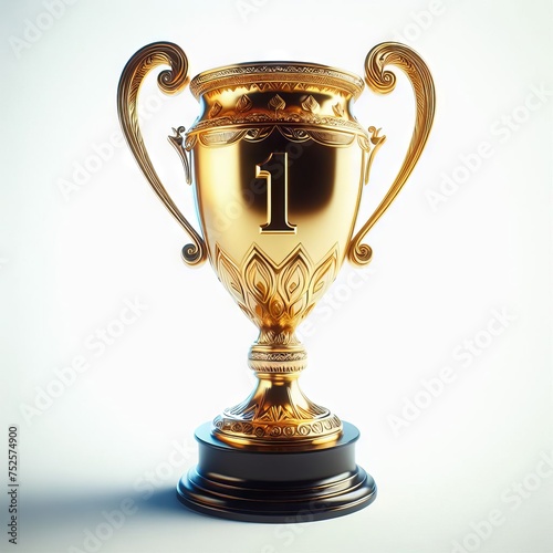 gold trophy cup on white background
