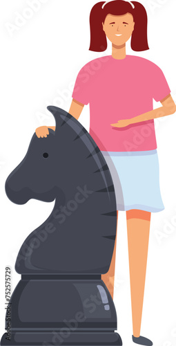 Horse playing chess icon cartoon vector. Big outdoor game. Person logic move