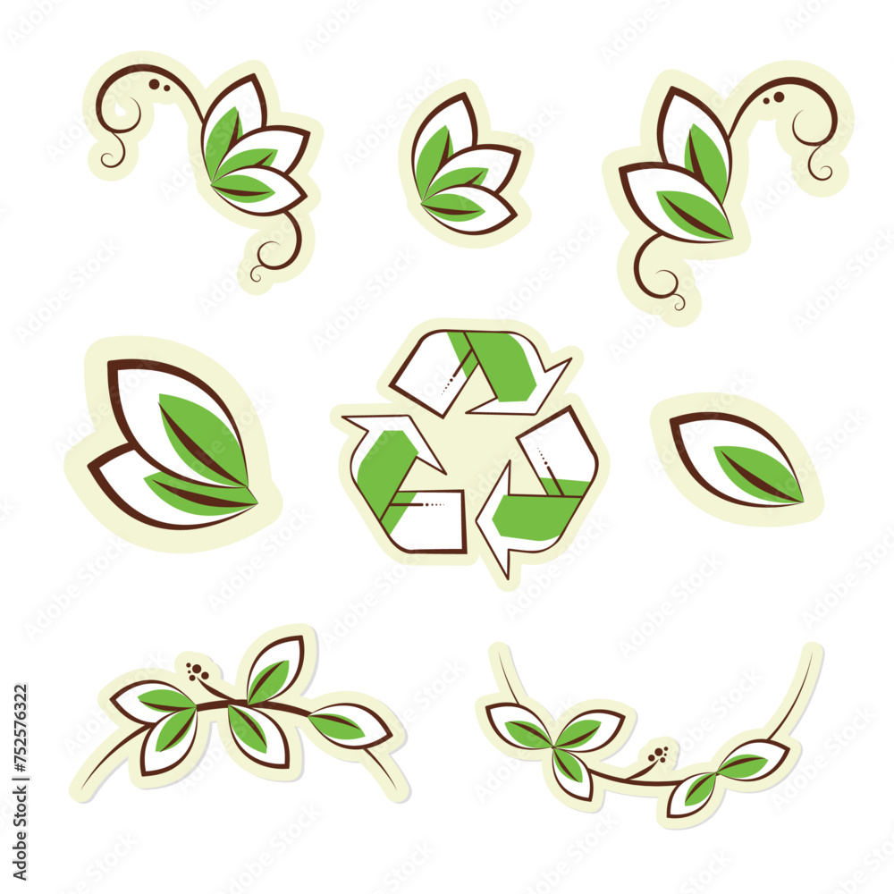 Green leaf froral Eco design with Nature and Environmental Elements decorate Green leaf froral Eco design with Nature and Environmental Elements decorate