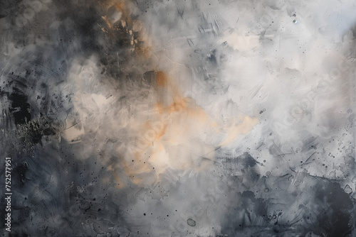 Grauer Rauch auf schwarzem, abstraktem Aquarellhintergrund