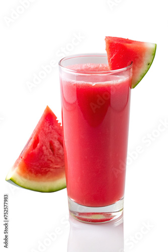 watermelon juice and slice, isolated white background