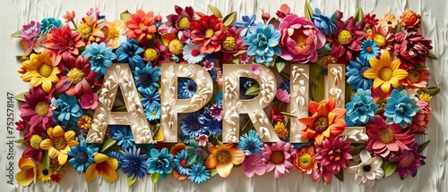 colorful flowers surround the word APRIL Generative AI
