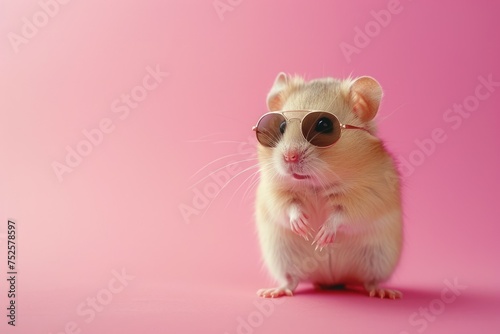 Trendy Rodent: Hamster Wearing Sunglasses, AI Generative  © NikoArakelyan