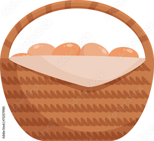 Full basket of eggs icon cartoon vector. Farmer village. Agricultural commerce