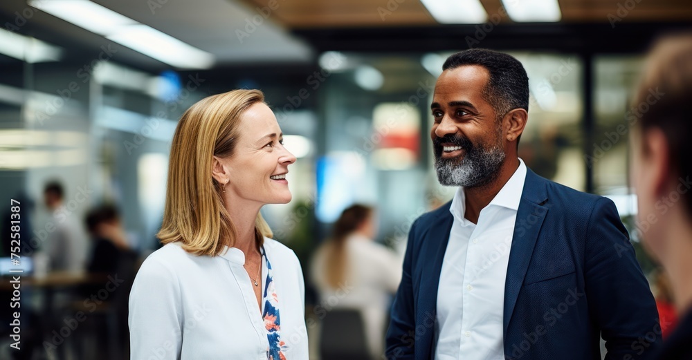 Dynamic office interaction! portrait of two professionals in casual wear . Perfectly encapsulates modern workplace dynamics