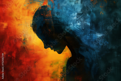 abstract art of depressed peron, concept of depression, and social anxiety