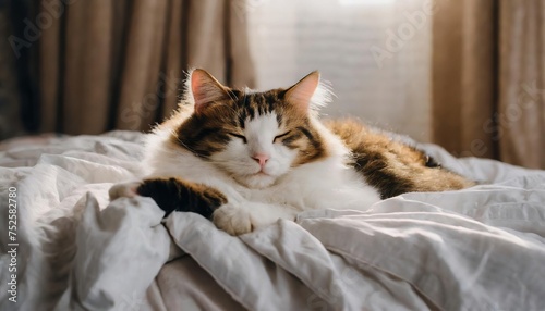 Generated image of cat sleeping on the bed 