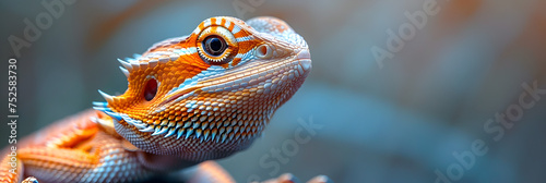 Pogona reptile on blurred background Close up,
A close up of a lizard on a rock